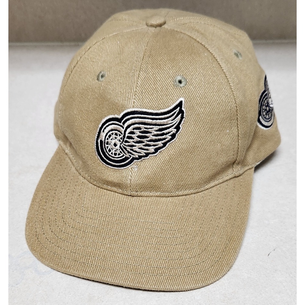 Greg Norman Detroit Red‎ Wings Hat Tan Khaki Leather Strapback NHL Golf Cap OSFM